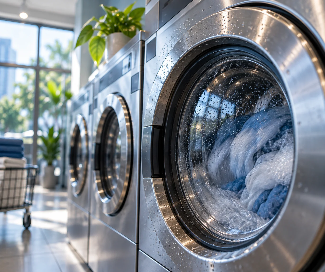 eco friendly commercial laundry machines water electricity savings