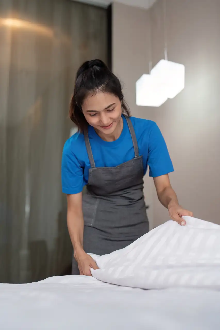 Laundry service staff at work