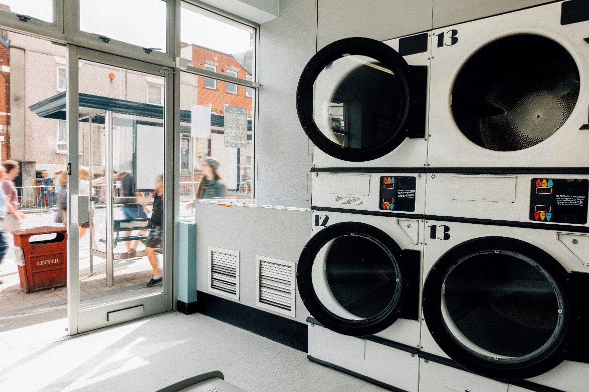 Commercial laundromat setup